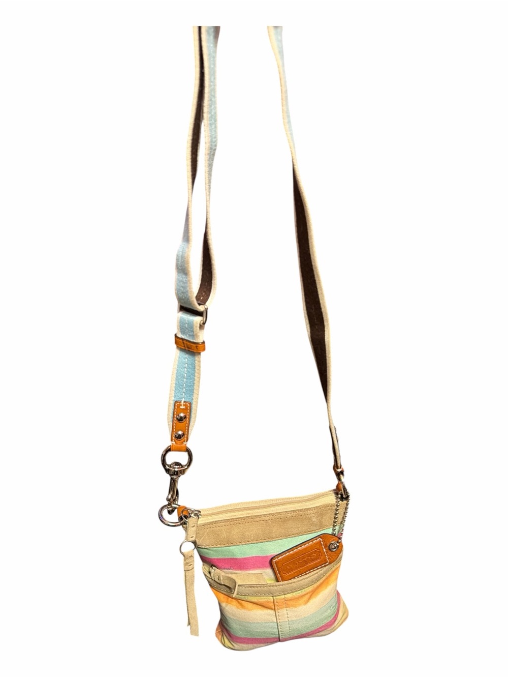 Vintage Y2K Coach Hamptons Watercolor Stripe Swingpack Crossbody (10718)